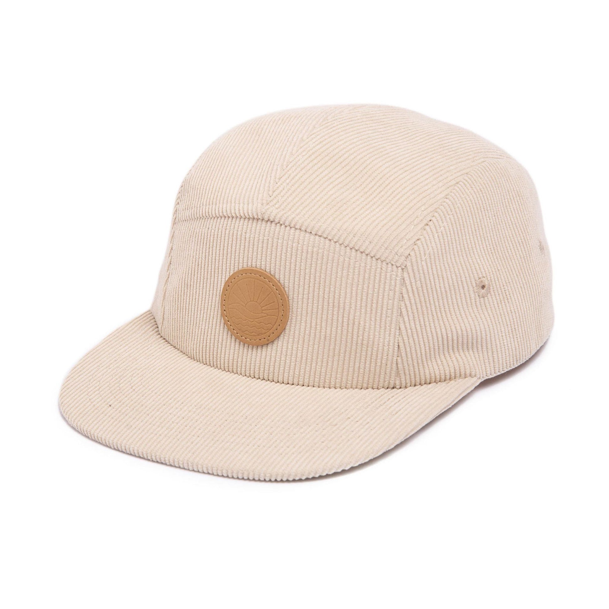 Corduroy, off white 5 panel childrens hat