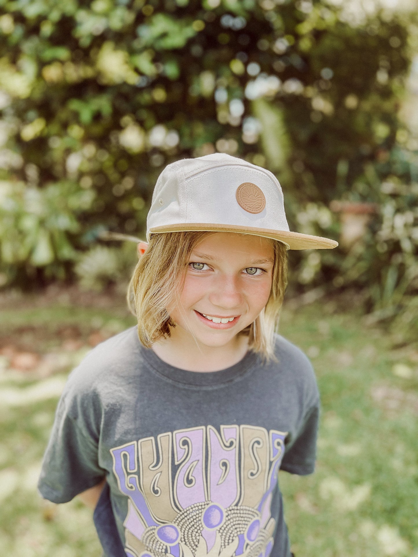 Off white, cotton Children's 5 panel hat